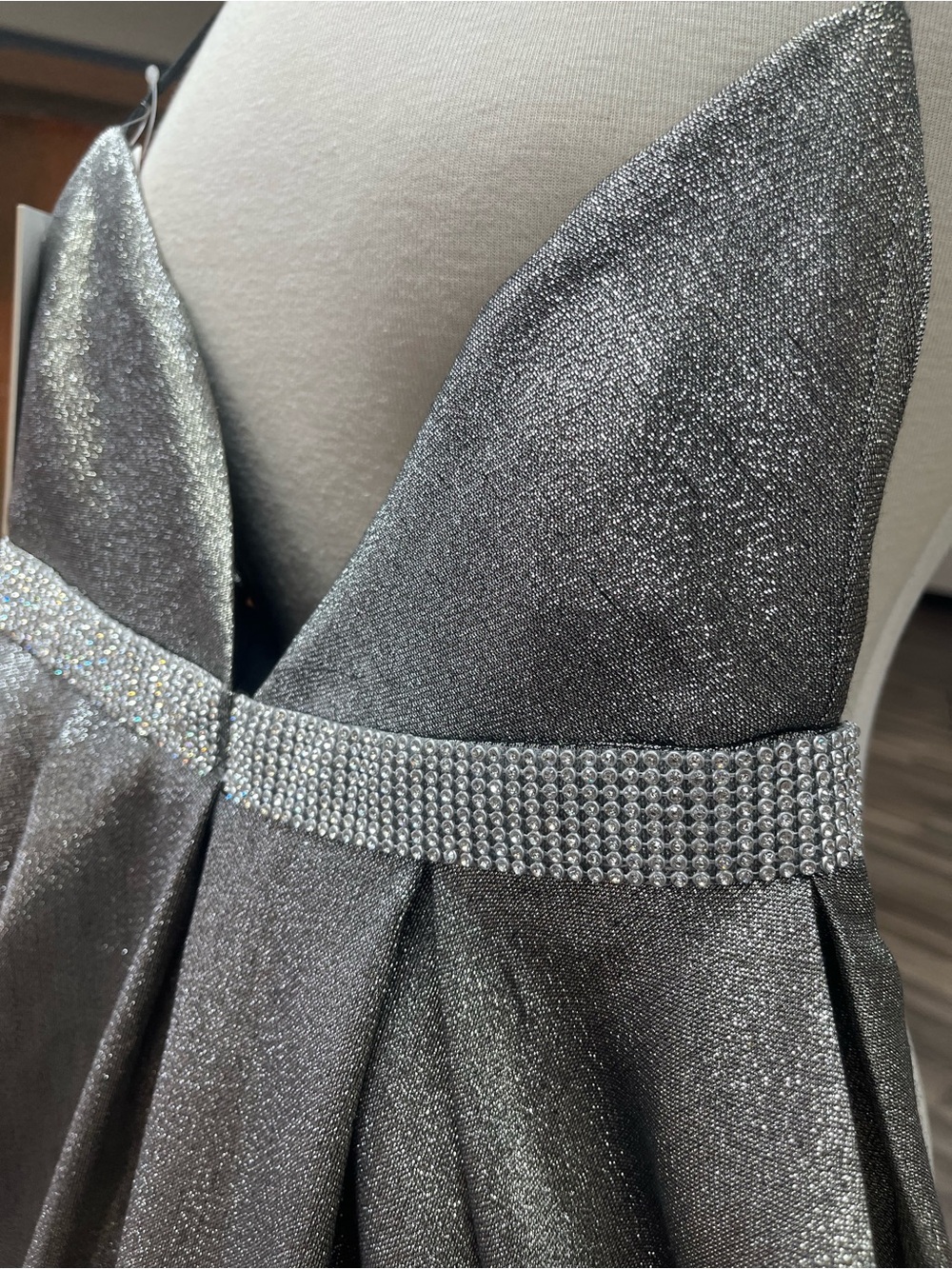 JVN by Jovani Silver Halter A-Line Prom Gown - Picture 4 of 6